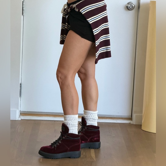 prada burgundy velvet hiker boots🥀 - Picture 5 of 13